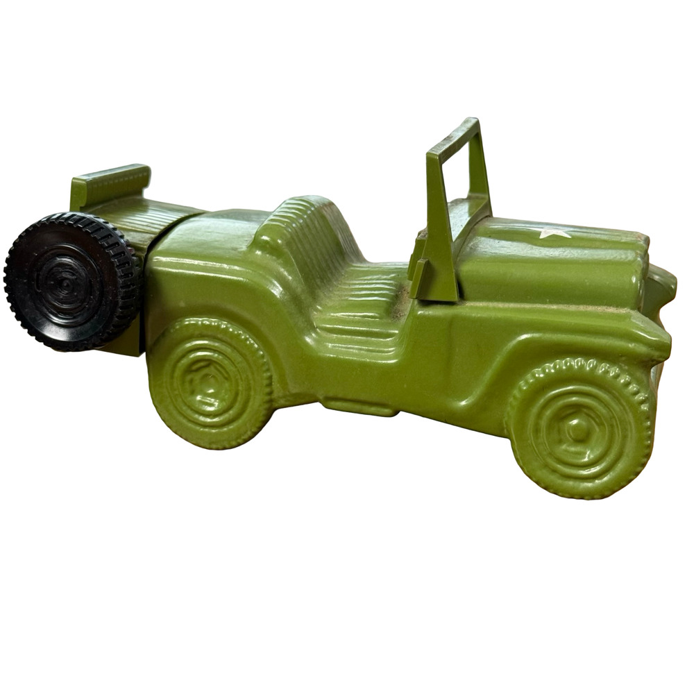 Avon Vintage Army Jeep Green Decanter Perfume Bottle Cologne Glass Empty